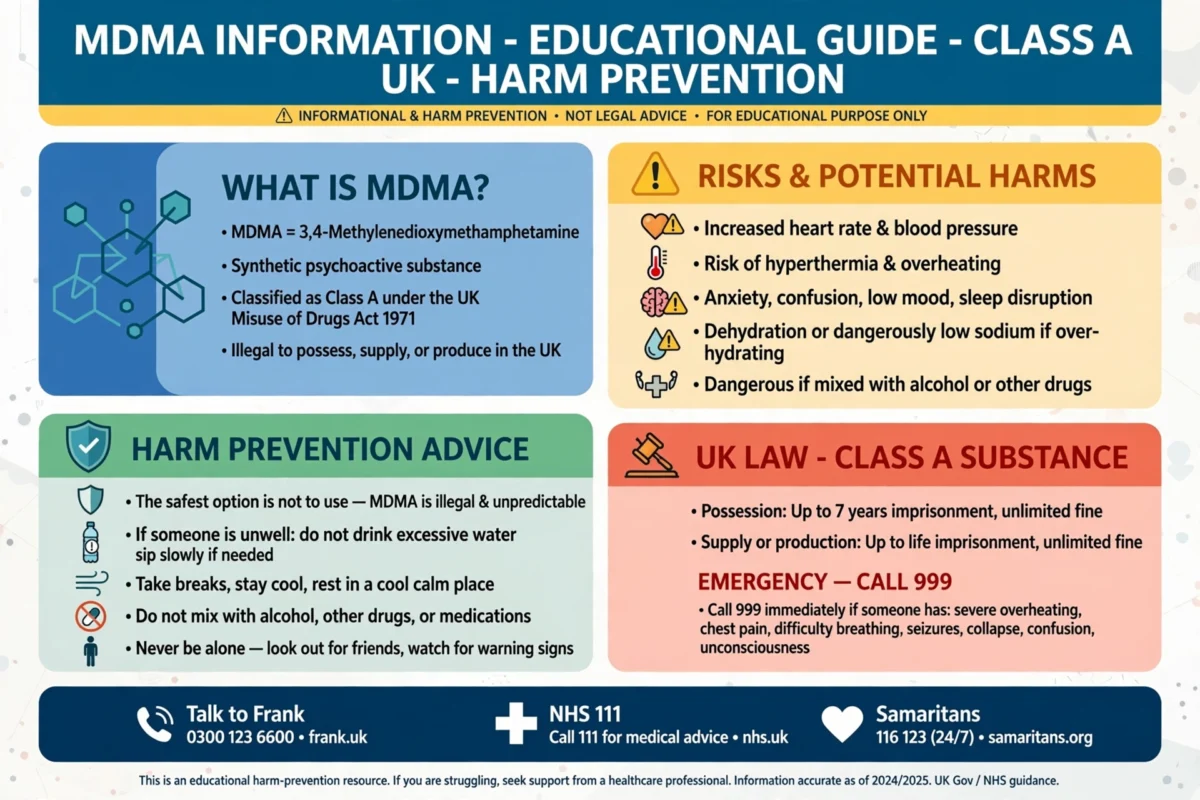 mdma - educational guide - Class A UK harm prevention infographic